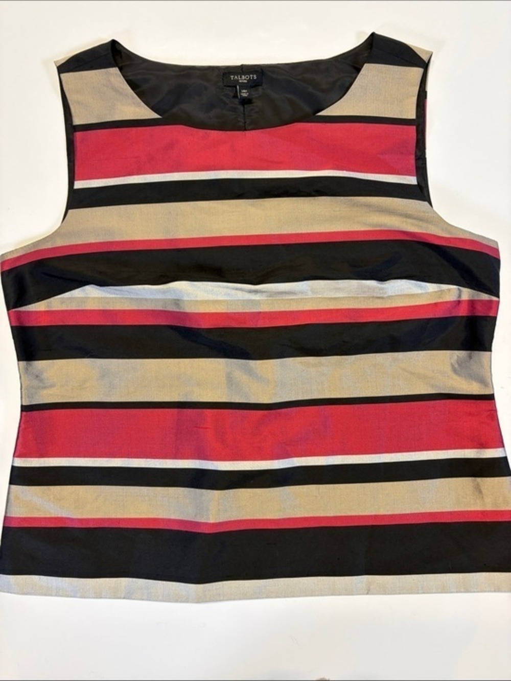 Talbots Petites 100% Silk Striped Sleeveless Shell Top Womens Size 14P